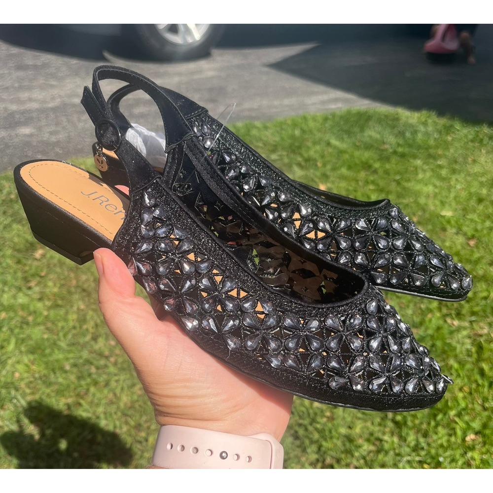 J. Renee NWOB Womens Black Rhinestone‎ Hasini Slingback Pump 8W